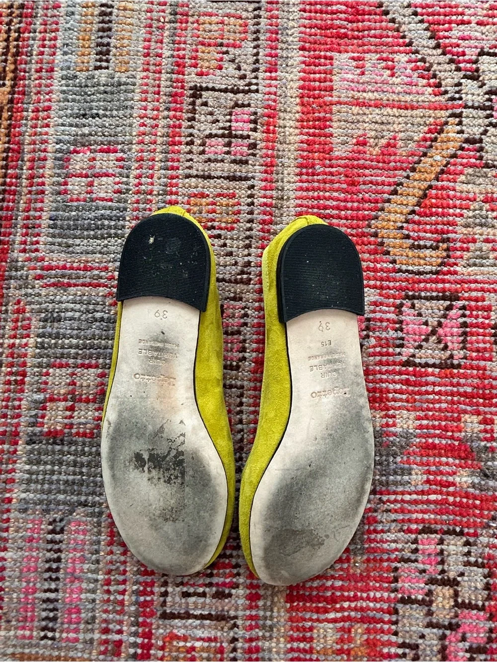 Repetto Cendrillon chartreuse yellow suede ballet flats